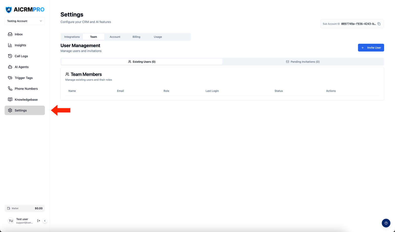 Navigate to Settings in the sidebar